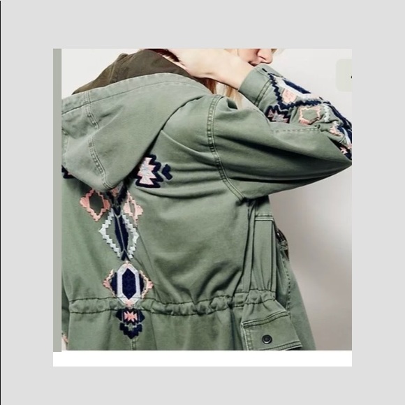 FREE PEOPLE DISTRESSED PARKA COAT unique ADORABLE - Picture 3 of 6